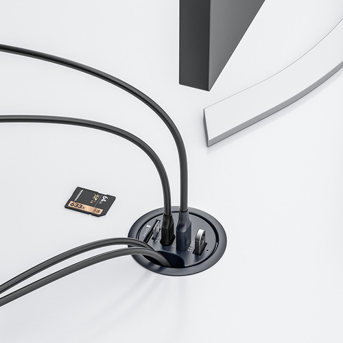 电脑办公桌面hub圆形穿孔typec口数据充电读卡器集线器扩展坞3.0