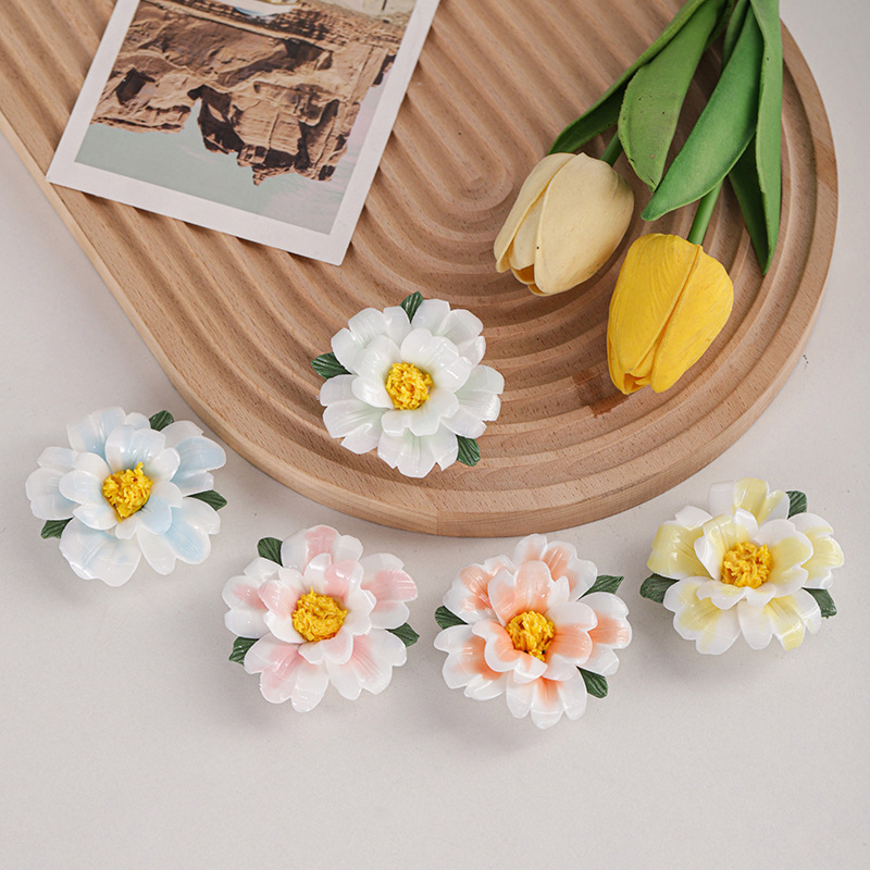 Ceramic Peony Flower Fridge Magnet Decorative Ornament Coffee Table Display Stand Living Room Bonsai Craft Modern Minimalist