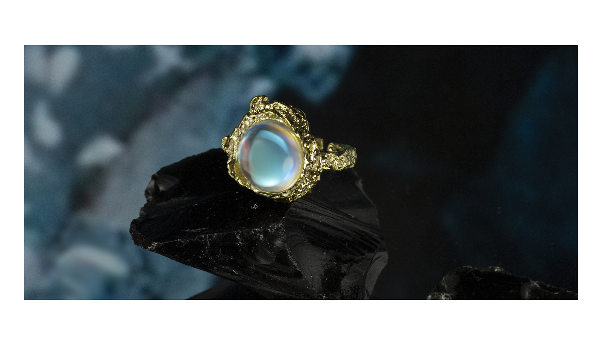 Fashion Geometric Copper Plating Moonstone Open Ring