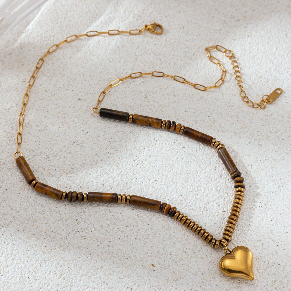 Collar de acero inoxidable de la UE y los Estados Unidos de la mujer no se desvanece en piedra natural conjunto de joyería de mosaico de cadena de clavícula de venta caliente transfronteriza