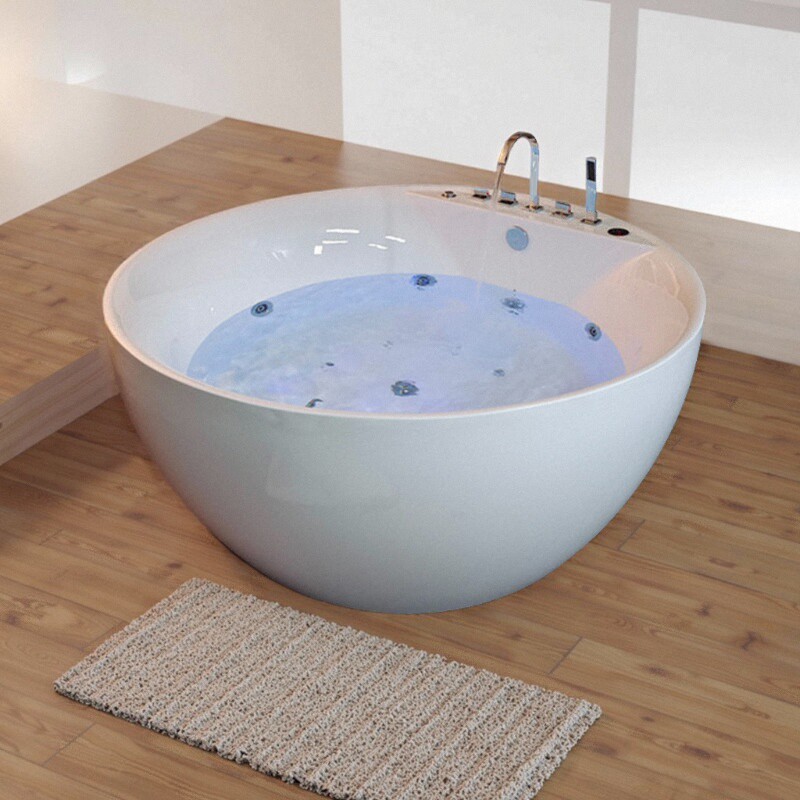 精鹰薄边亚克力浴缸简约现代冲浪按摩浴缸独立式圆形泡池民宿家用