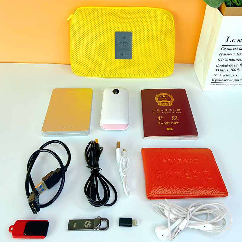 Bolsa de almacenamiento digital de viaje de malla engrosada a prueba de golpes bolsa de almacenamiento de cable de datos de teléfono móvil auricular Disco Duro bolsa de almacenamiento de disco U