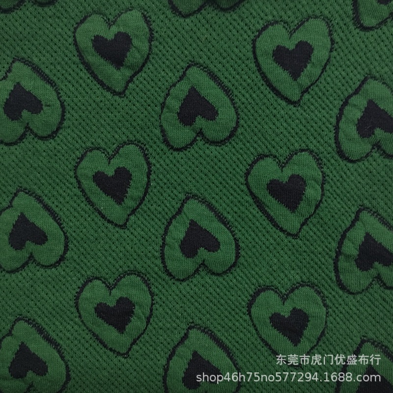 色织双色爱心泡泡夹丝棉提花布 330g夹丝棉空气层压花 保暖卫衣布