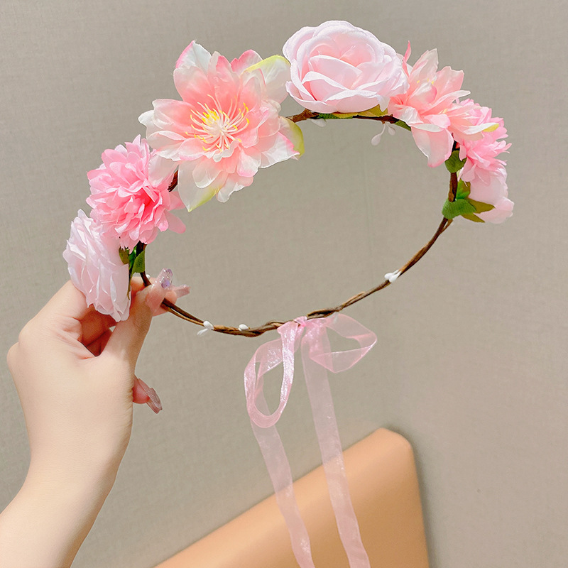 子供の頭飾りの花の子供の美しい花嫁の花輪の手の花の女の子のドレスは花の子供のアクセサリーの王女の頭の花を飾ります。|undefined