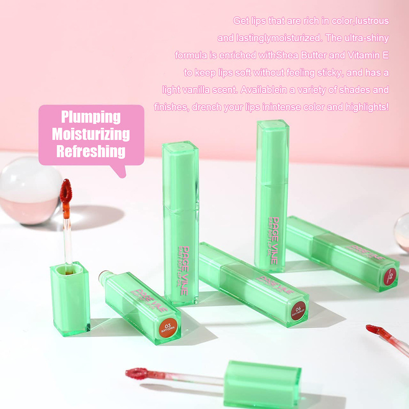 PÁGINA transfronteriza menta verde tubo cuadrado esmalte de labios Dudu lápiz labial espejo brillo de labios color fácil de colorear comercio exterior duradero