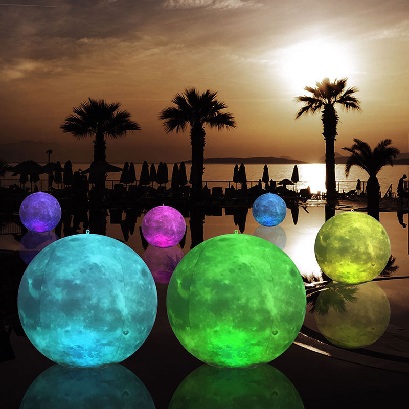 Swimming Pool Floating Light, Solar-Powered, Remote-Controlled, Color-Changing, Moon-Shaped Inflatable Outdoor Garden Decorative Light, Moon Lamp