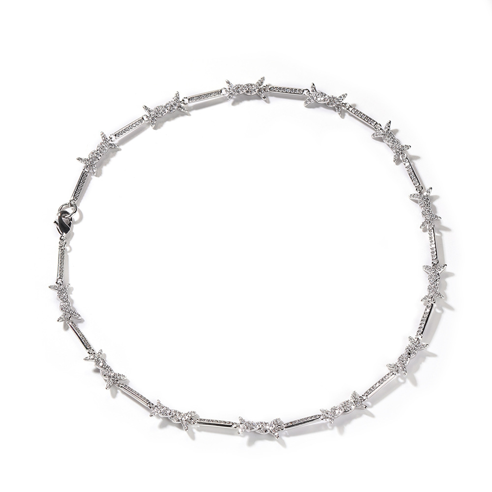 Thorn Fine Wire Necklace With Zircon For Men Elegant Accessory_voghion.com