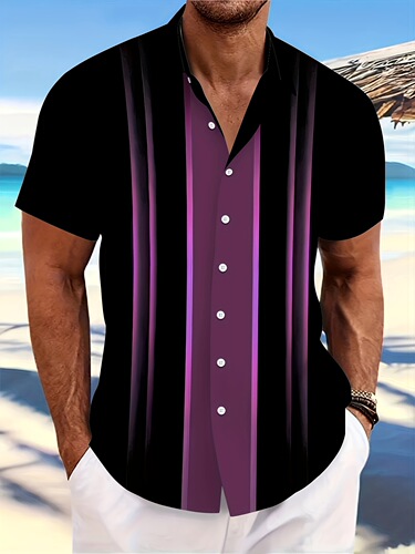 Men's Lightweight Quick Dry Button Shirt Black with Collar