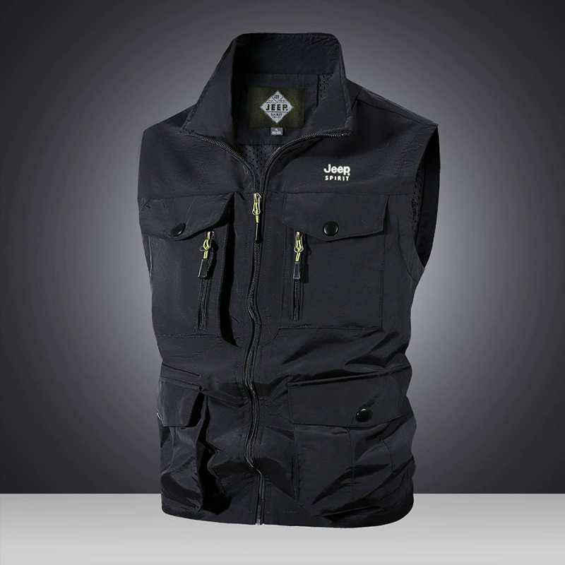 Рыболовный жилет, мужские брюки с 11 карманами и несколькими клапанами, рабочая одежда, свободный летний многофункциональный жилет для отдыха на открытом воздухе, мужской жилет