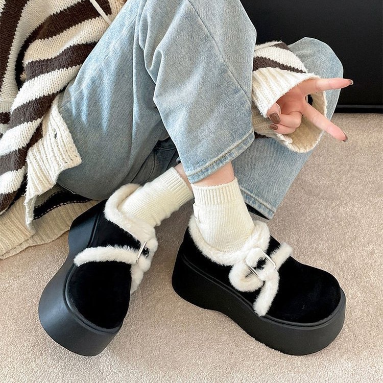 Pequeños muffins botas de boccan de fondo grueso para mujeres 2026 cuatro temporadas nuevas botas de nieve cálidas y zapatos de algodón de pelusa image 5