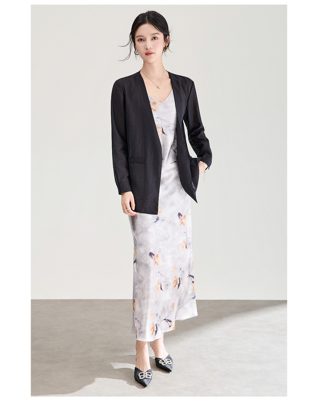 Áo cardigan nữ tay dài chất liệu tencel mát lạnh dáng rộng — màu đen chi tiết 7