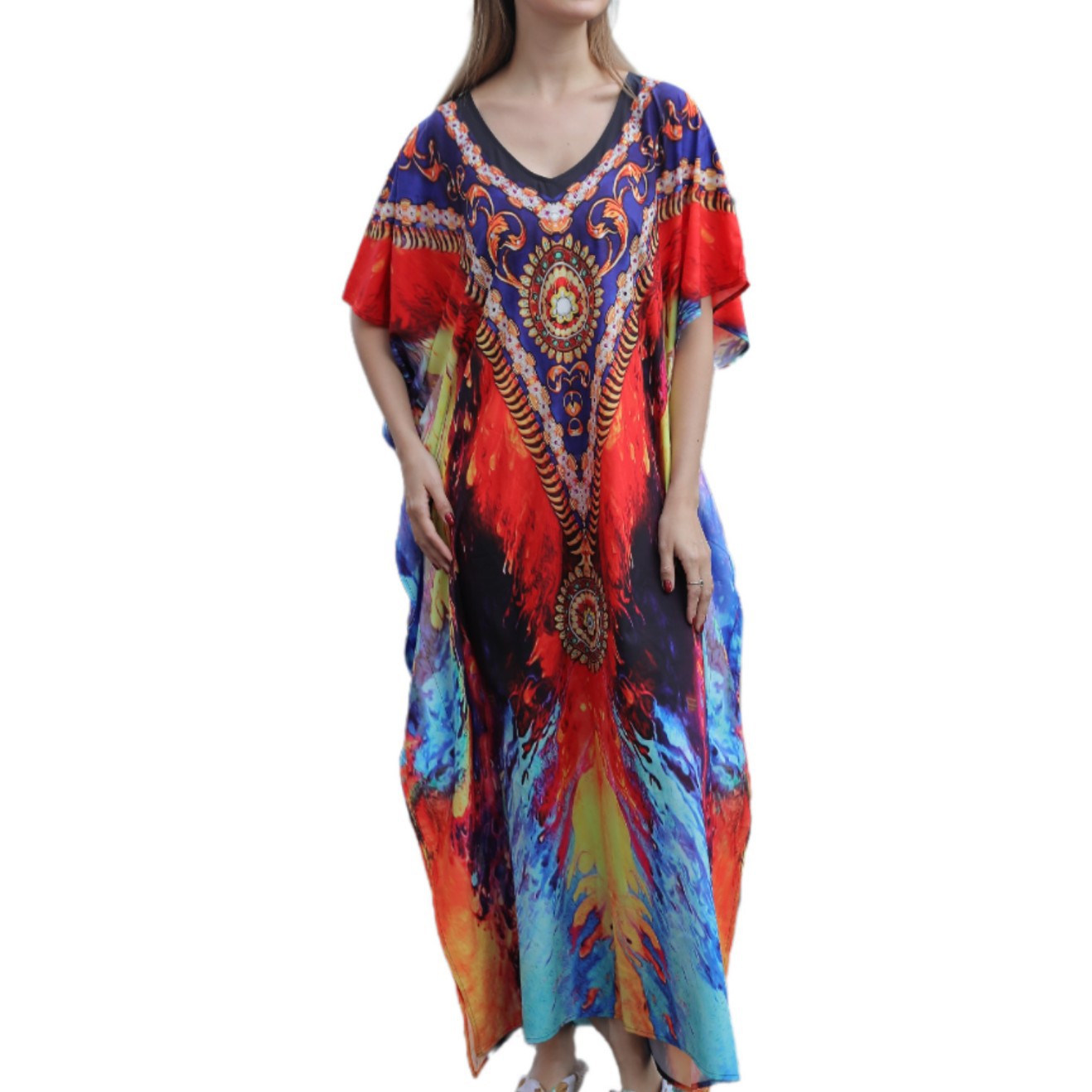 Blusa de playa europea y americana de secado rápido impreso junto al mar ropa de protección solar suelta traje de vacaciones bikini traje de baño blusa 5D13