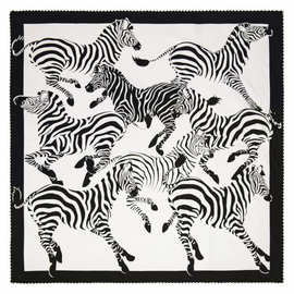 黑白斑马丝巾100%真丝斜纹90cm方巾女桑蚕丝围巾百搭杭州丝绸送礼