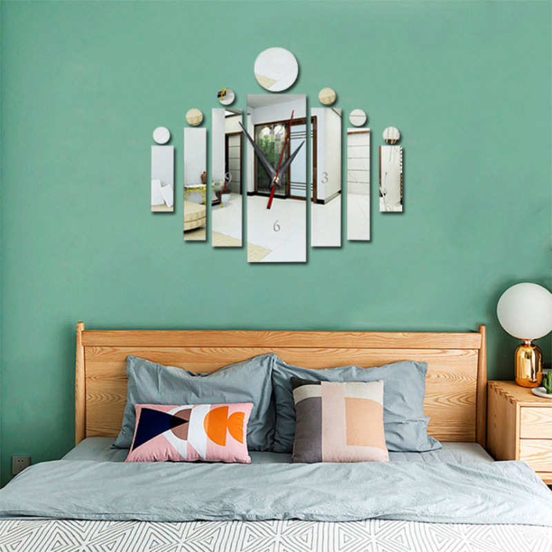 Crystal three-dimensional acrylic home living room background wall sticker clock creative decoration painting_voghion.com