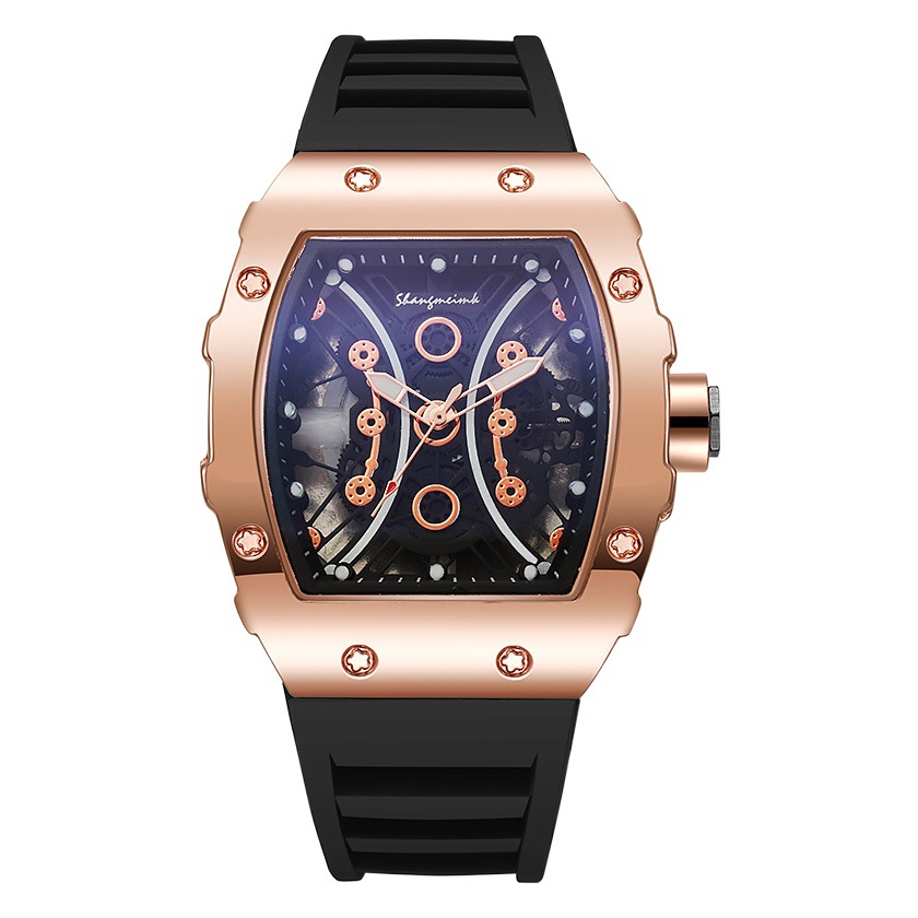 Shangmei Richard Negocios Deportes Aleación de cuarzo hueco reloj de silicona de los hombres deportes reloj de entrega directa de fábrica