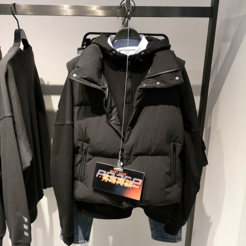 2024, мужской зимний новый пуховый жилет, однотонный, теплый белый утиный пух, короткий жилет с принтом, мужской готовый запас