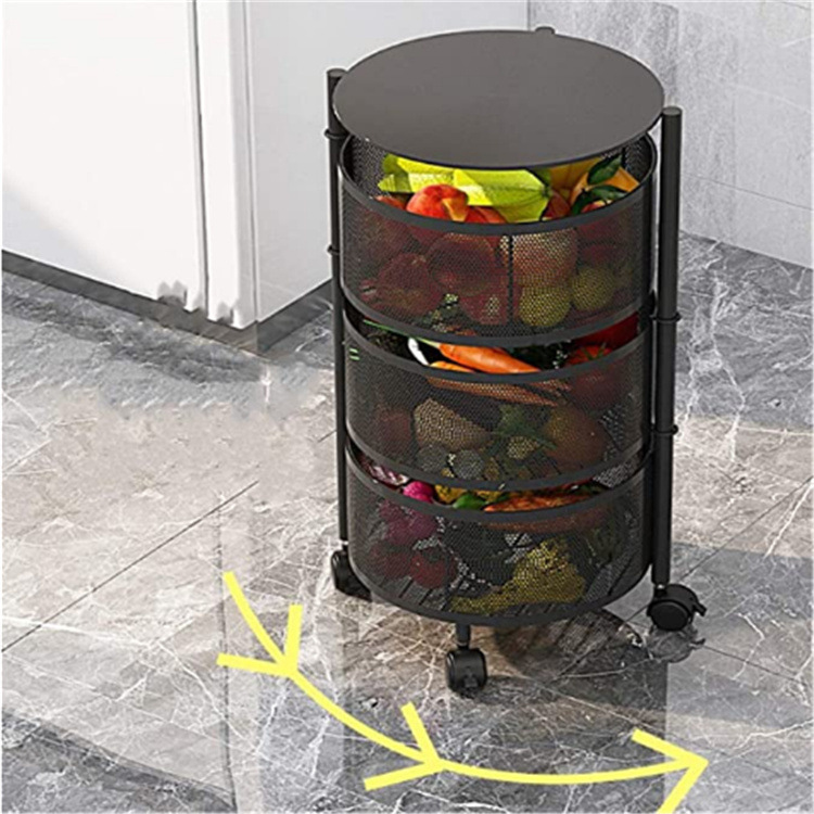 Rotating Vegetable Rack Kitchen Floor Multilayer Shelf Household