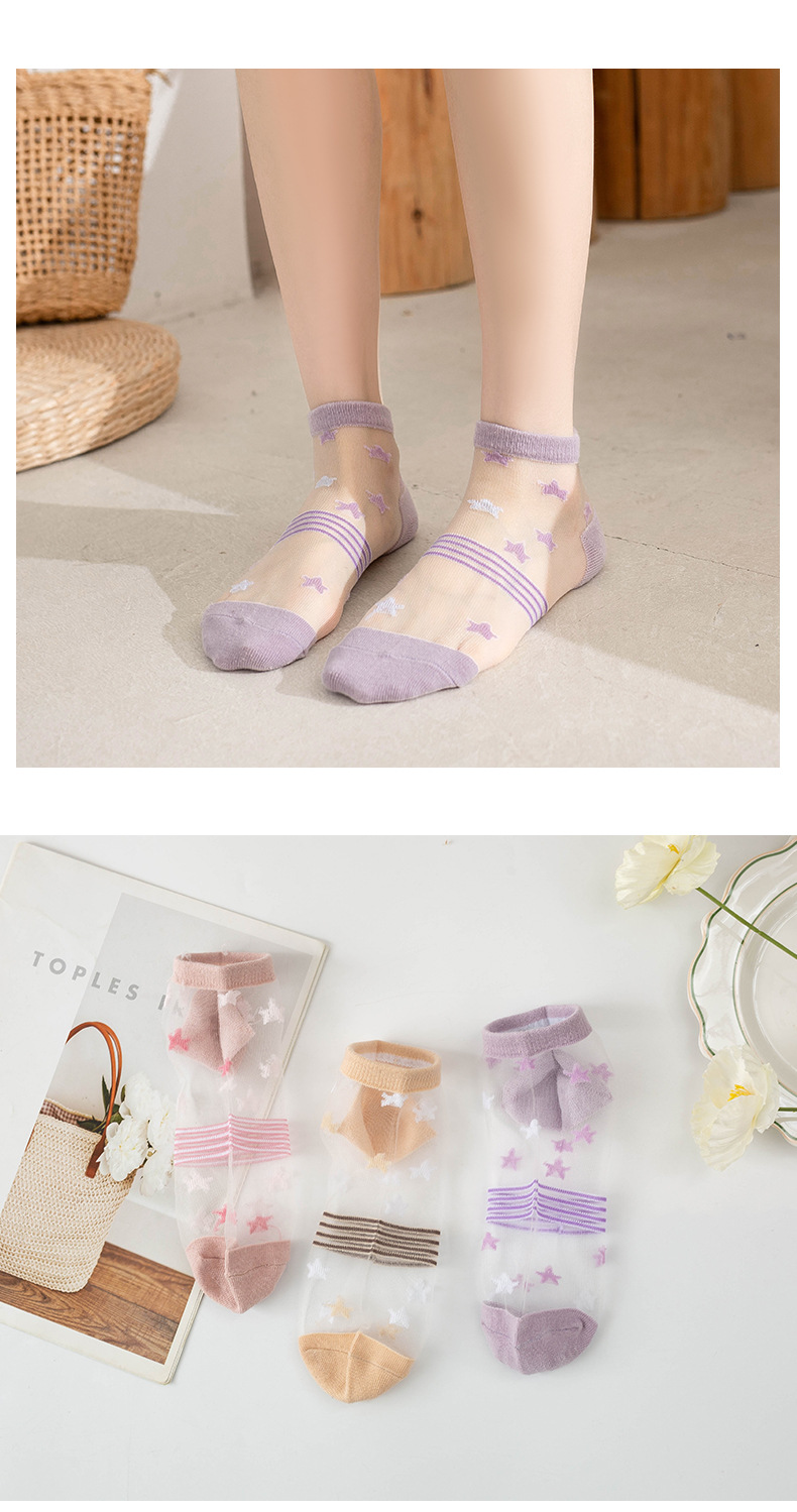 夏季透明水晶袜甜美日系玻璃卡丝袜凉鞋袜子女士船袜短筒低帮网红详情9