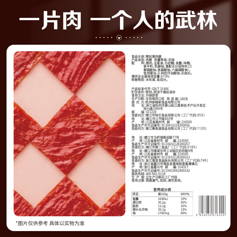 White sesame pork jerky 100g Jingjiang pork jerky slices…