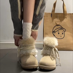 小众雪地靴子女秋冬季2025年时尚冰岛加绒短靴厚底辣妹风中筒棉鞋
