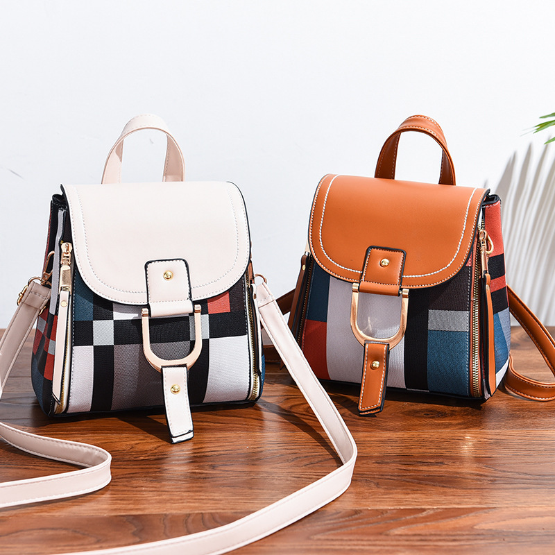 〖Dropshipping〗 Mochila 2025, nueva mochila de estilo coreano, de cuero suave, para viajes, de gran capacidad, para la escuela, con diseño de colores contrastantes