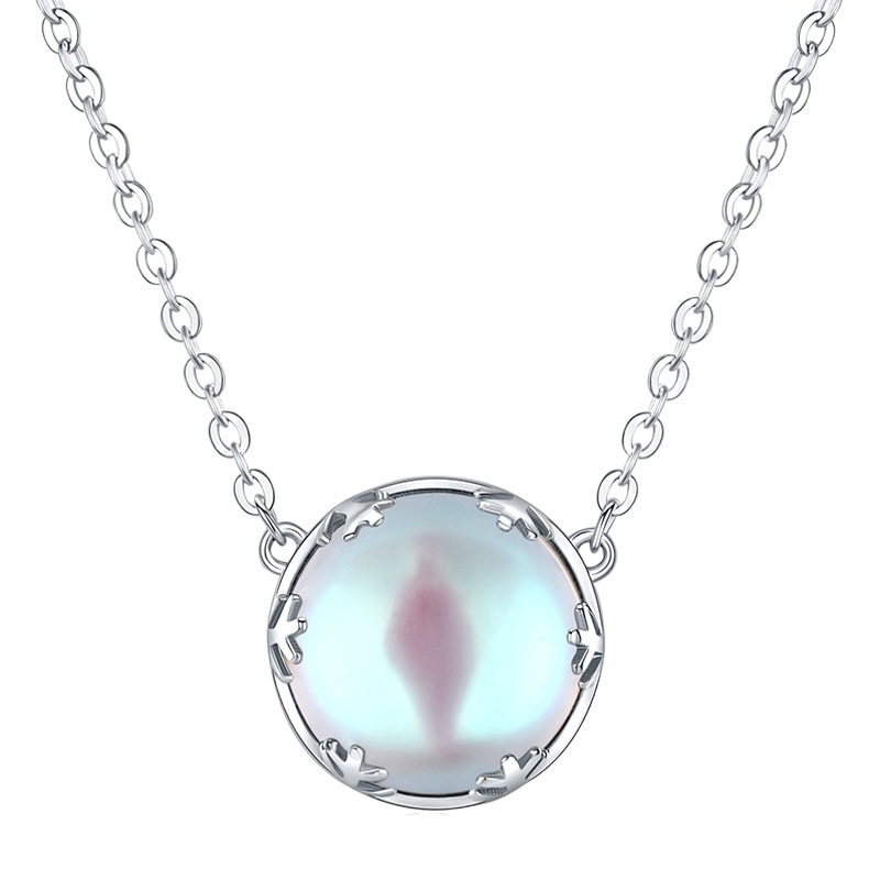 Transfronteriza de la venta caliente de plata 925 Aurora bosque collar Moonstone colgante collar Sentido de diseño cadena de clavícula fuente de productos de fábrica
