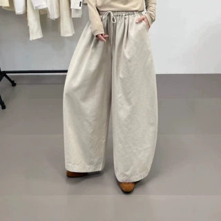 琪镌绘制秋季新款韩版气球裤女抽绳松紧腰宽松廓形休闲弯刀裤女