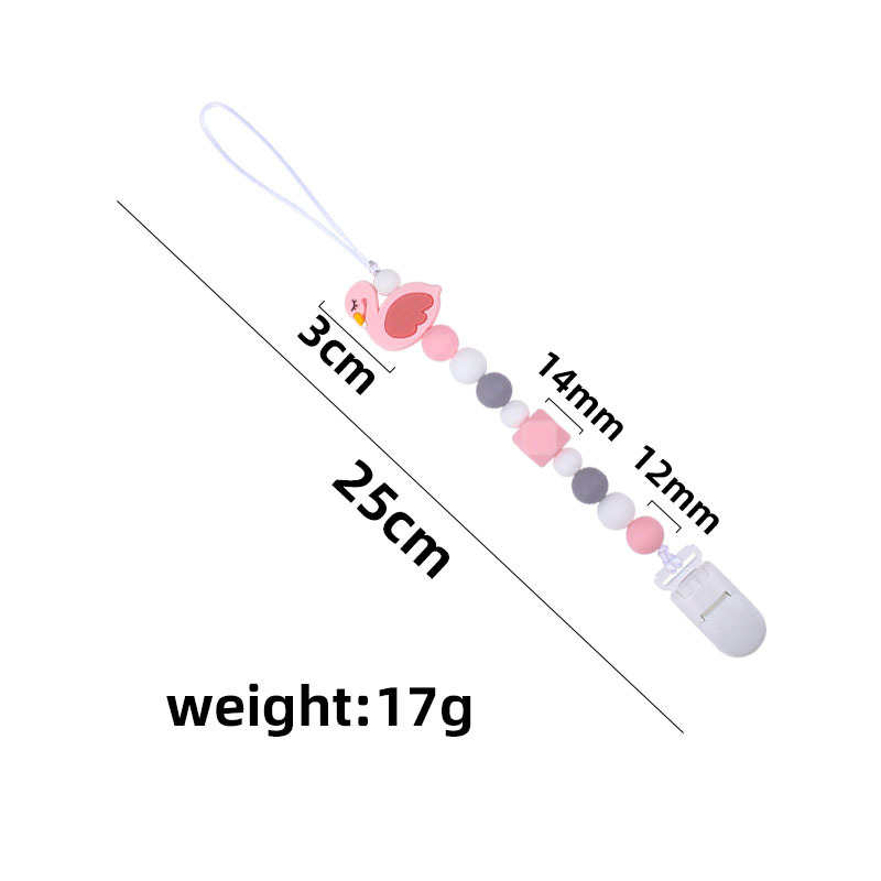 Bebé de dibujos animados animal Flamingo juguete de silicona dientes de bebé molienda palo mordedor chupete cadena anti-gota cadena