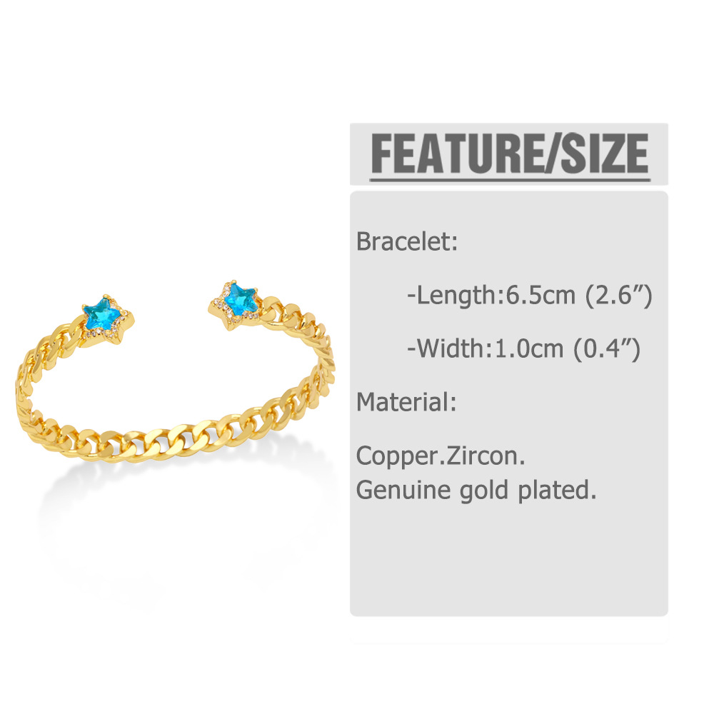 Fashion Star Copper Bangle Inlay Zircon Copper Bracelets