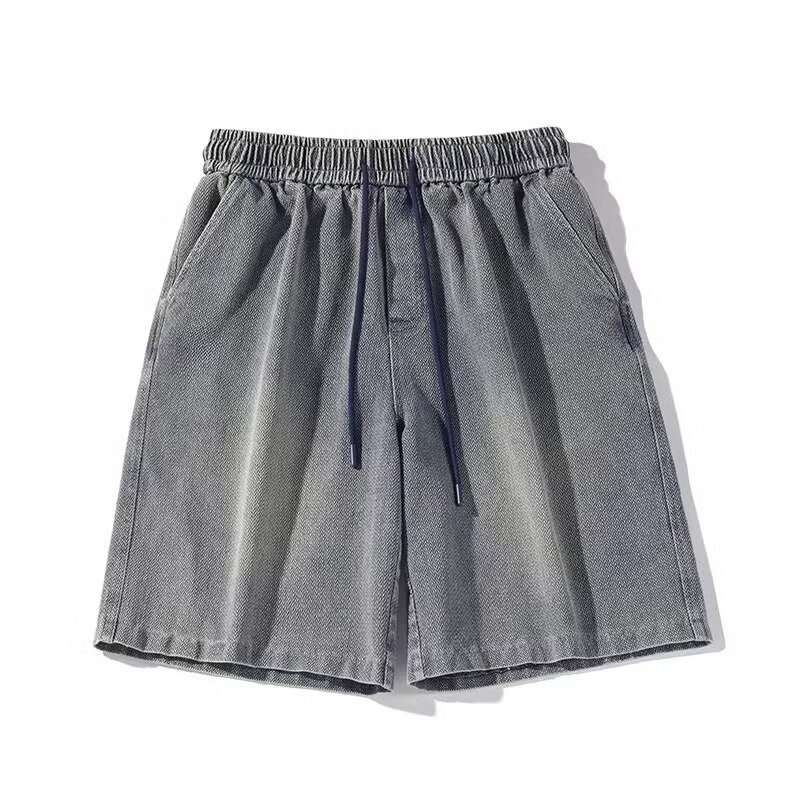 Pantalones cortos de mezclilla de cinco puntos de estilo fino de verano para hombres, pantalones de marca de moda casuales delgados, pantalones de 5 puntos para hombres