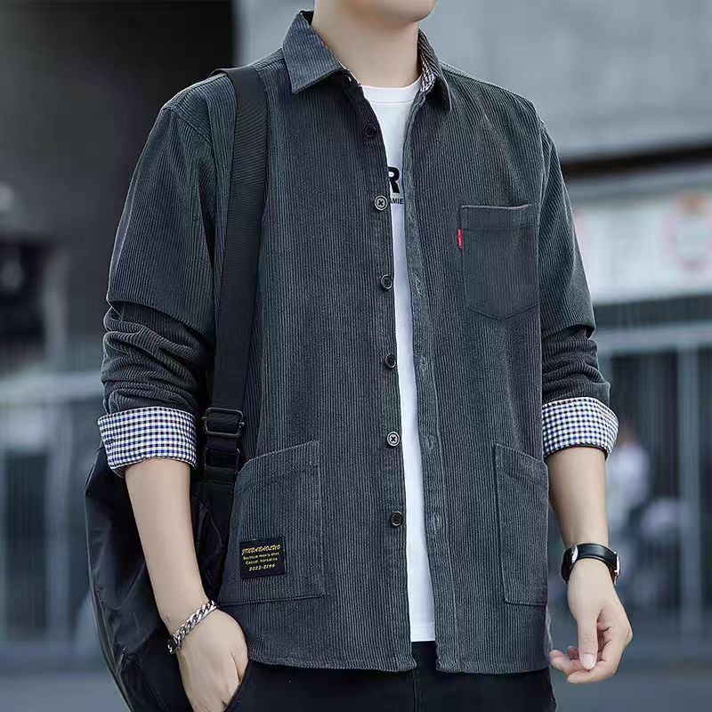 Lengan panjang corduroy 35 abu-abu gelap / M