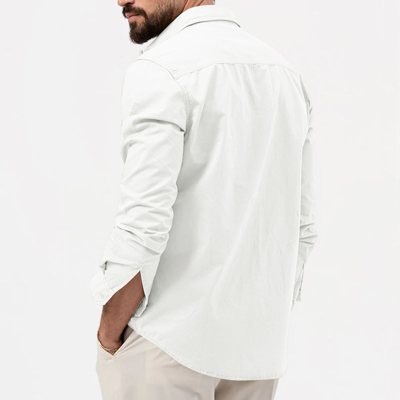 Men's Casual Long Sleeve Shirt With Multi Pockets For Men_voghion.com