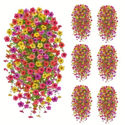 Cross-Border Plastic Flower Eucalyptus Violet Wall Hanging Living Room Indoor Room Wall Hanging Fake Flower Artificial Wall Hanging Flower