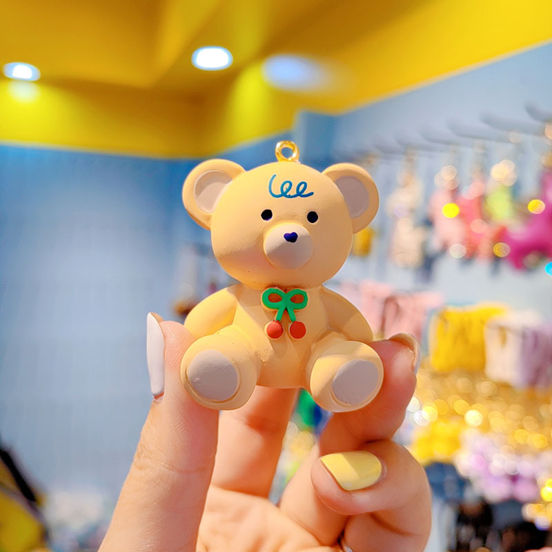 Neu Kreative Kirsche Bär Für Frauen Niedlich Mode Exquisite Harz Puppe Keychain Rucksack_voghion.com