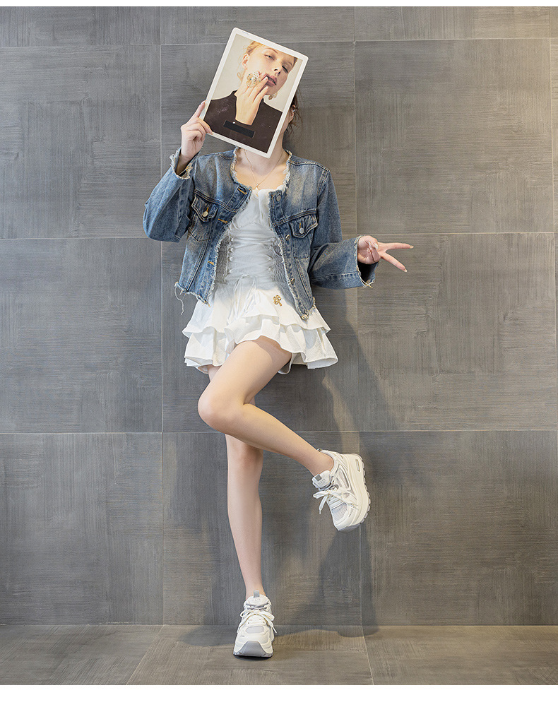 Giày sneaker nữ đế dày phong cách cổ điển, tăng chiều cao, phối màu xám vàng — Xám 5032-1, Vàng 5032-1 chi tiết 10