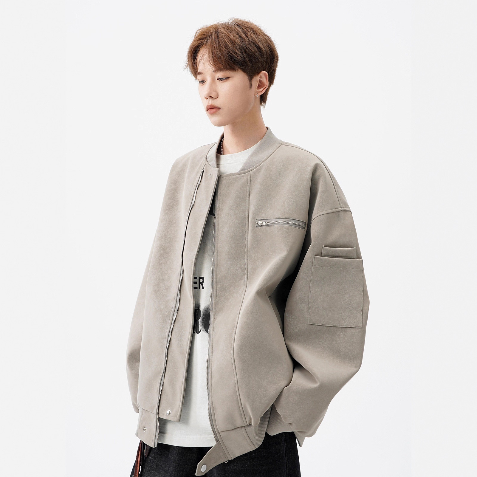 Baseball Jacket, Cool Tie Dye Leather Jacket, Design Sense, Short Workwear Jacket, Trendy_voghion.com