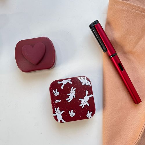 Lucky Red Bunny Personalized High-end Red Contact Lens Box Girl Color Contact Lens Box Retro High-end BH398
