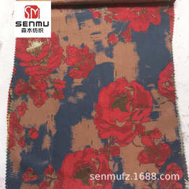 大花朵金线提花 礼服外套旗袍面料 色织金属丝女装服装布料批发