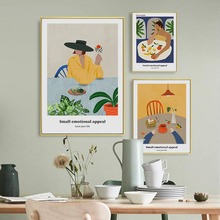 北欧风格小清新装饰画现代简约卡通人物文艺小众餐厅卧室挂画壁画
