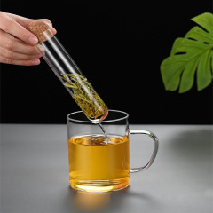 Glass test tube tea filter tea filter tea leak portable tea brewing artifact office creative tea set accessories