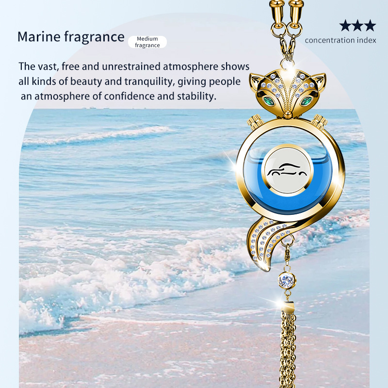 Qìchē Car Air Freshener Pendant Interior Accessories (Car hanging) - fox-golden-alloy-pendant-with-ocean-fragrance-small-car-logo