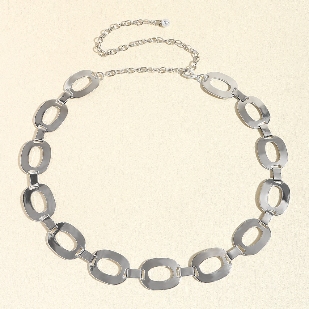 145g Weight Waist Chain Classification 1 Piece Quantity Holiday, Party, Street Occasion Metal Material Oval, Belt Pattern Women's Gender Streetwear Style Streetwear Oval Belt Metal Women's Chain Belts 8