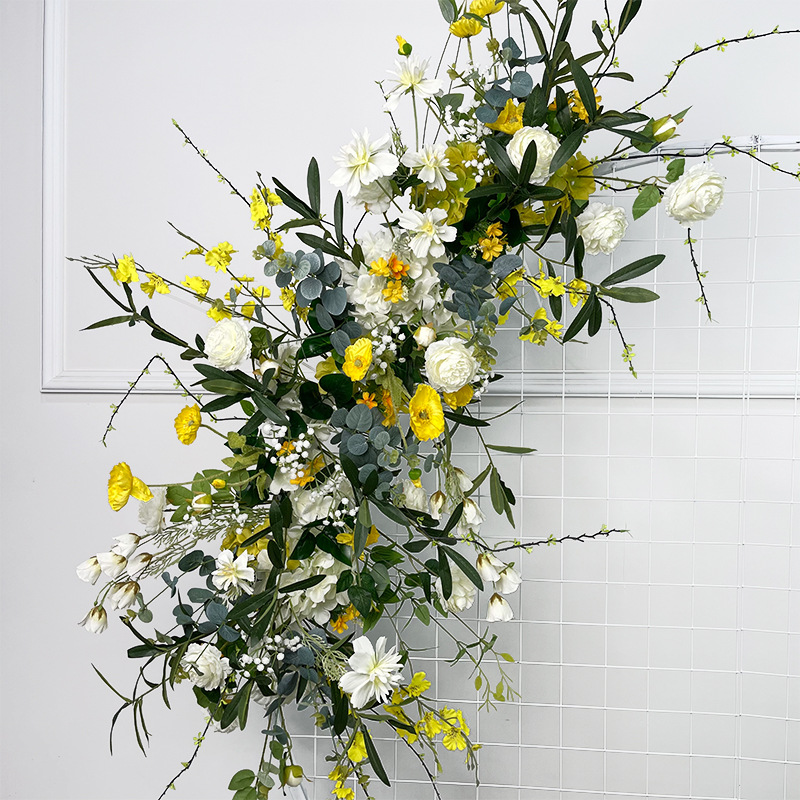 El comercio exterior de la boda flor artificial piso de la boda flor de seda apoyos de la flor de eucalipto flor artificial fila accesorios de la boda floral