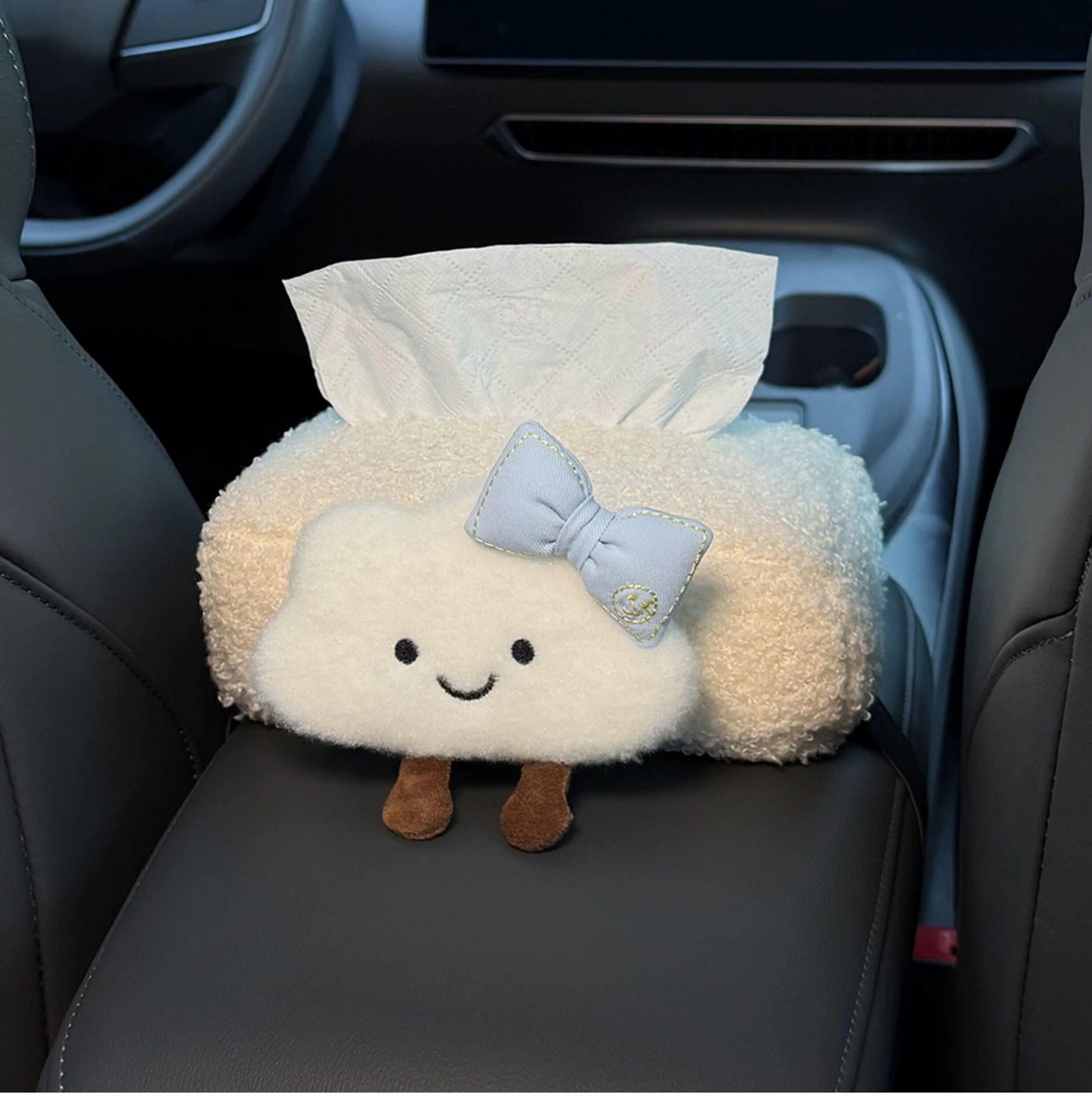 2026 New Model Car Tissue Box, Armrest Box Tissue Holder, Seat-mounted Car Tissue Bag, Cute Cloud Design for Women
