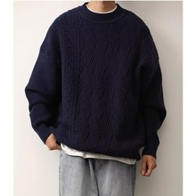 日系纯色简约圆领针织毛衣男女秋冬复古休闲慵懒风情侣上衣打底衫