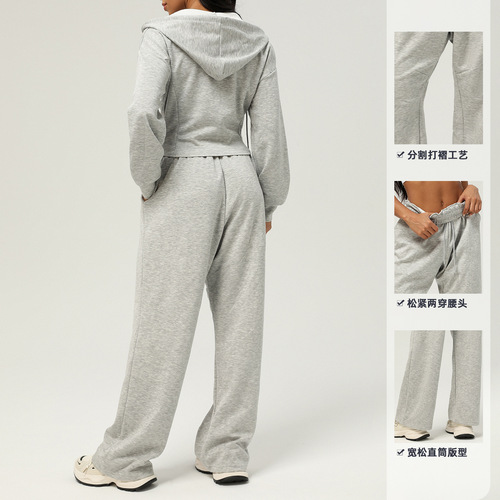 New Arrival Fashionable Sportswear—Autumn/Winter Two-Piece Set: Casual Sweatpants, Loose-Fit Hooded Jacket, Outdoor Running & Fitness Suit
