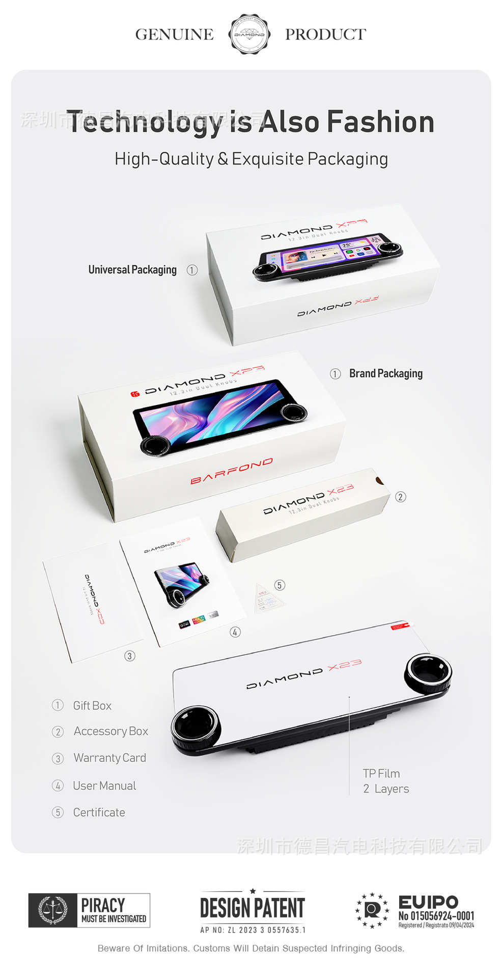 Dual Knob Universal Head Unit Gps Multimedia Player 12.3 Bluetooth Radio Bluetooth Android Navigator X23