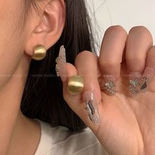 纯银耳钉拉丝哑光弧形设计感轻奢磨砂小众设计耳环2025新款耳饰潮