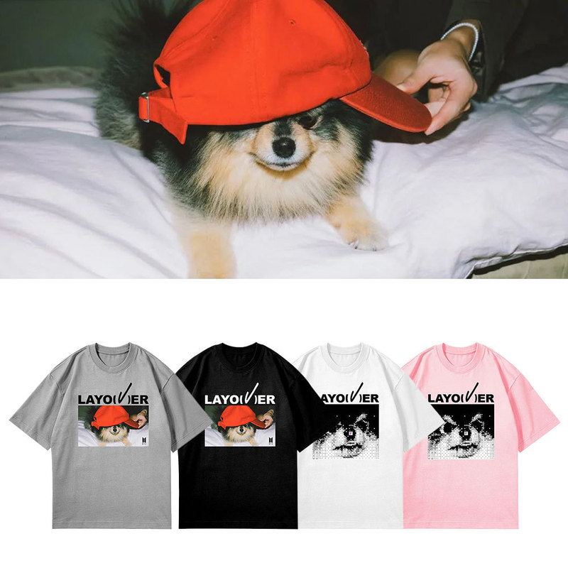 Bulletproof Youth Group v Jin Taehyung Puppy Printed T-shirt Top Album solo Concert Bottoming Shirt Summer T Bulletproof Youth Group v Jin Taehyung Puppy Printed T-shirt Top Album solo Concert Bottoming Shirt Summer T