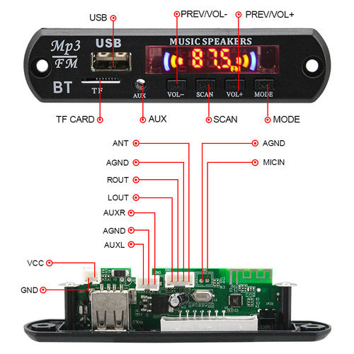 New Product 12V Bluetooth Lossless MP3 Decoder Board with Card Speaker Audio Decoder Accessory Bluetooth Module